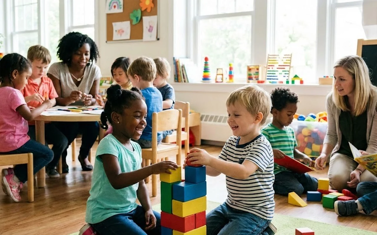Children taking part in an active group play session